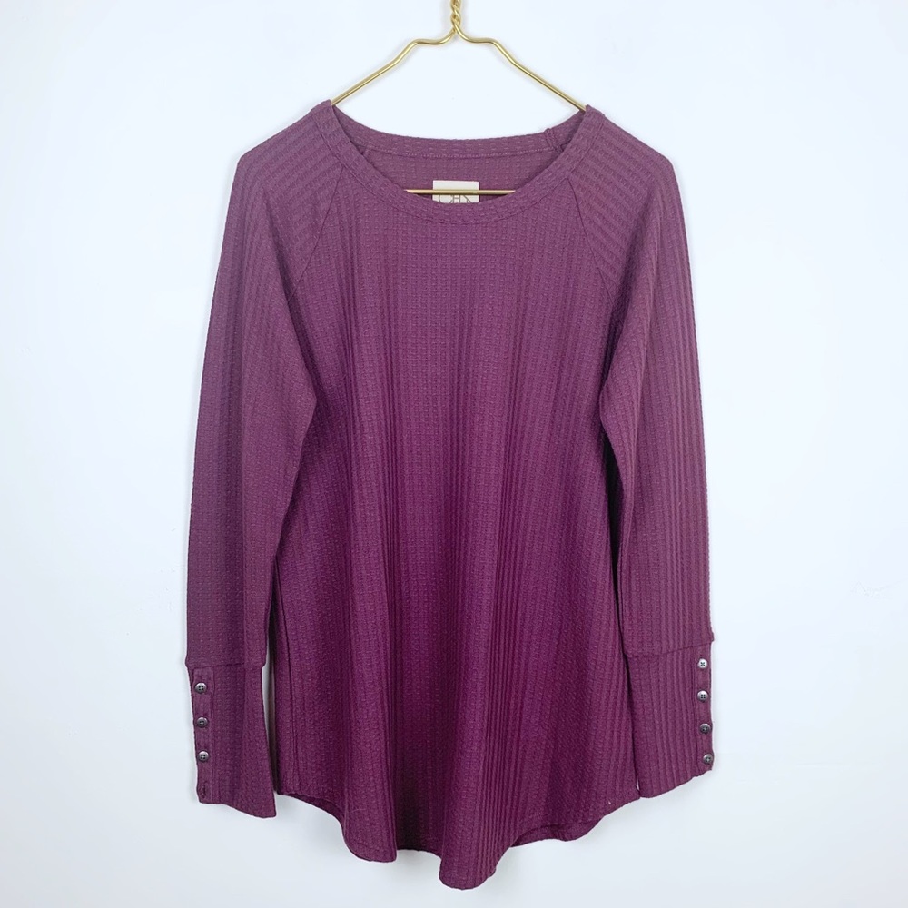 Chaser Waffle Knit Oversized Long Sleeve Top